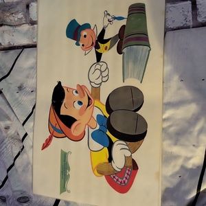 Rare Vintage 1960's  Disney placemat Pinocchio and Jiminy Cricket